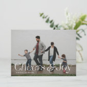 Hoera & vreugde op Full-bleed Landschap Fotokaart Feestdagenkaart (Staand voorkant)