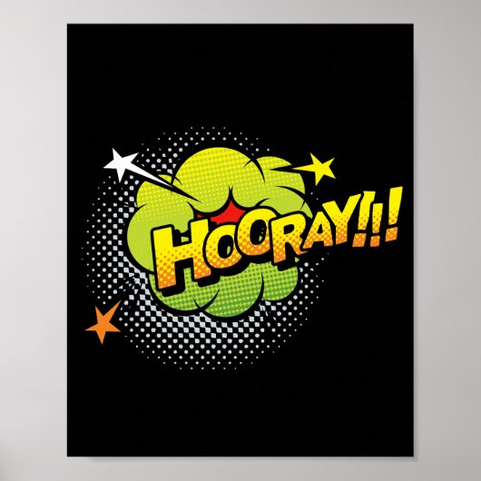 Hoera!! Vrolijke Pop Art Comic Celebration Poster (Voorkant)