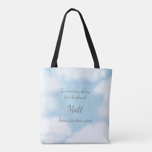 "Hoesband beter laat dan nooit" Funny Custom Tote Bag (Achterkant)