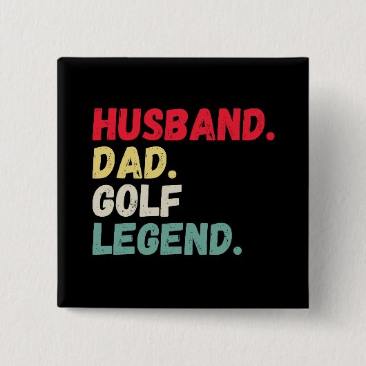 Hoesbandvader golflegende  retro grappig vierkante button 5,1 cm (Voorkant)