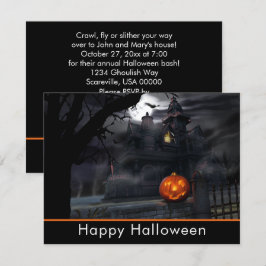 Hoeshuis, eng Pumpkin Halloween Party Kaart