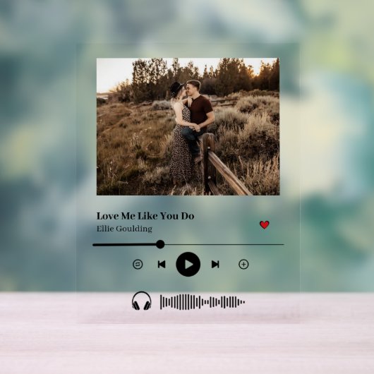 Hoesje Aangepast lied van afspeellijst Acryl Bord (Neutraal)