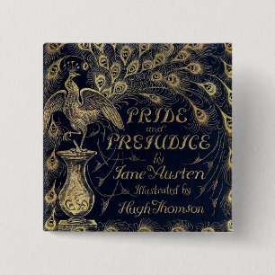 Hoesje Antiek Pride and Prejudice Peacock Edition Vierkante Button 5,1 Cm