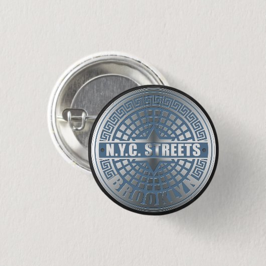 Hoesje Brooklyn Blue Ronde Button 3,2 Cm (Voorkant /achterkant)