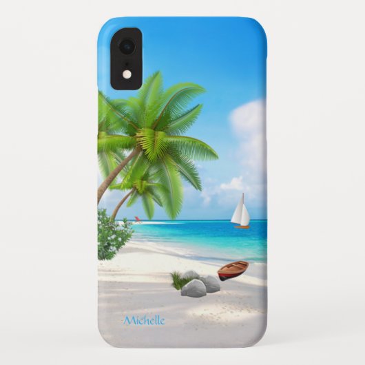 Hoesje: Caraïbisch strand met naam Case-Mate iPhone Case (Achterkant)