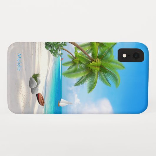 Hoesje: Caraïbisch strand met naam Case-Mate iPhone Case (Achterkant (horizontaal))