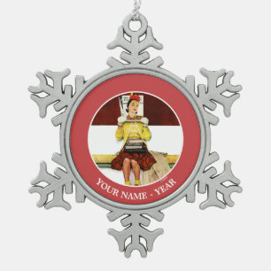 Hoesje Girl Tin Sneeuwvlok Ornament