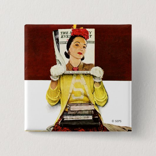 Hoesje Girl Vierkante Button 5,1 Cm (Voorkant)