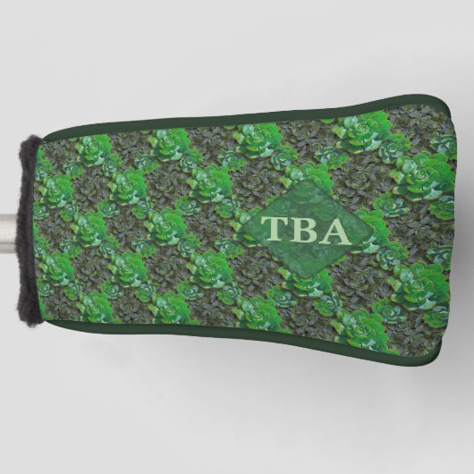 Hoesje Groen Succulent Lattice Pattern Golf Putter Golfheadcover (Voorkant)