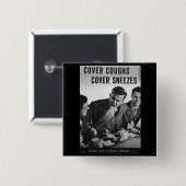 Hoesje hoestluiers vierkante button 5,1 cm (Voorkant /achterkant)