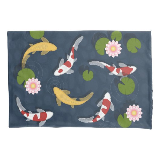 Hoesje Japanse Koi Fish Pond Pillow Kussensloop (Voorkant)