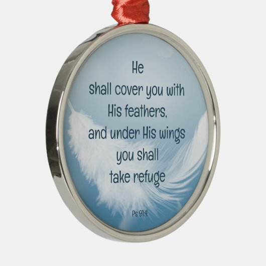 Hoesje je met zijn bijbelcitaat Ps 91:4 Metalen Ornament (Rechts)