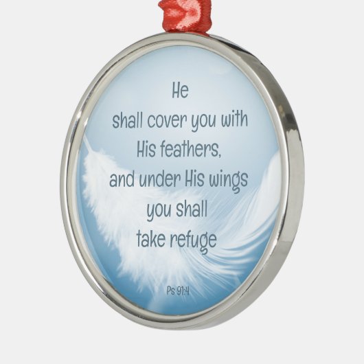 Hoesje je met zijn bijbelcitaat Ps 91:4 Metalen Ornament (Links)