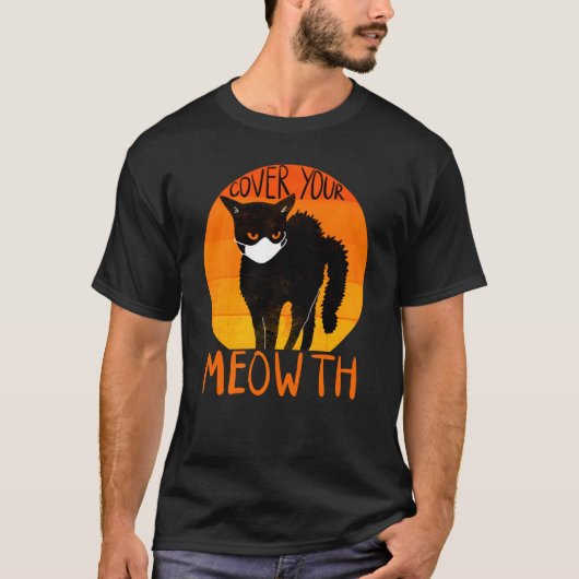 Hoesje je mond met Funny Halloween Black Cat T-shirt (Voorkant)