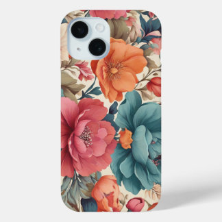 Hoesje-Mate, Apple iPhone 15, Bloemen patroon iPhone 15 Case