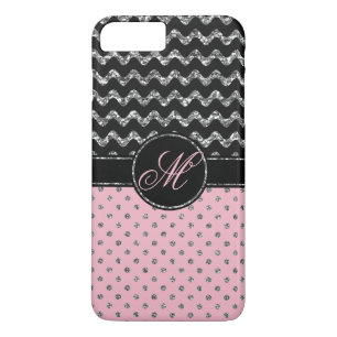 Hoesje-Mate Hoesje Roze Glitter Chevron Monogram