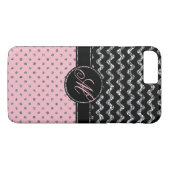 Hoesje-Mate Hoesje | Roze Glitter Chevron Monogram (Achterkant (Horizontaal))