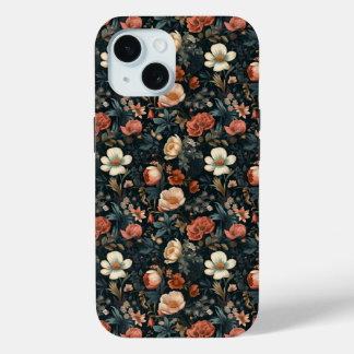 Hoesje-Mate Stoere Apple iPhone 15 Hoesje, Bloemen iPhone 15 Case