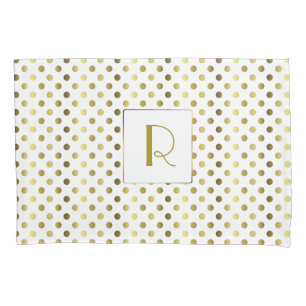 Hoesje met gouden en witte poka Dot Pillow Kussensloop