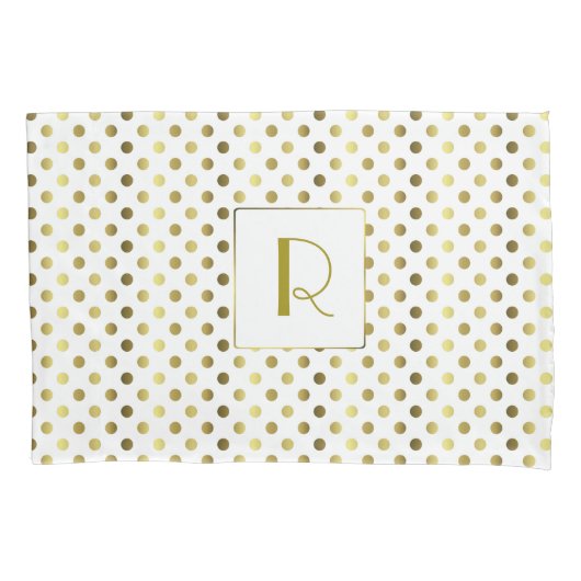 Hoesje met gouden en witte poka Dot Pillow Kussensloop (Voorkant)
