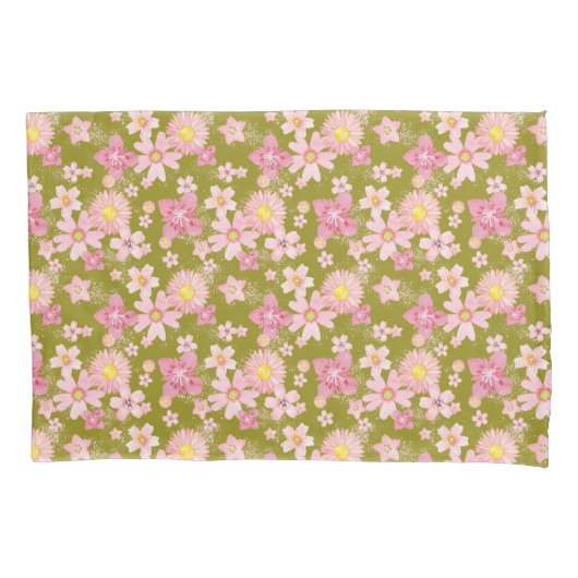 Hoesje met groene theebuis van Floral Shower Kussensloop (Voorkant)