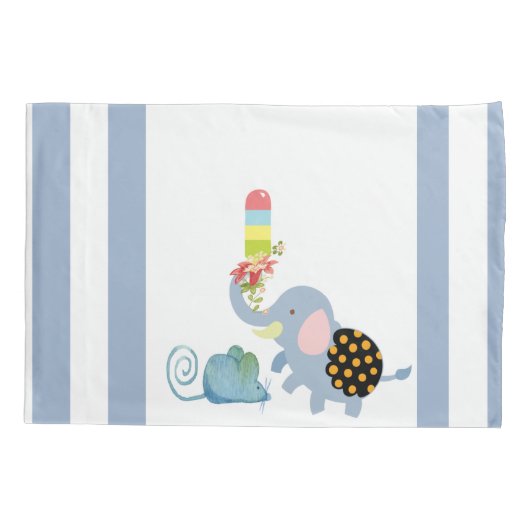 Hoesje met piloot Stripe Blue Elephant Mouse Kussensloop (Achterkant)