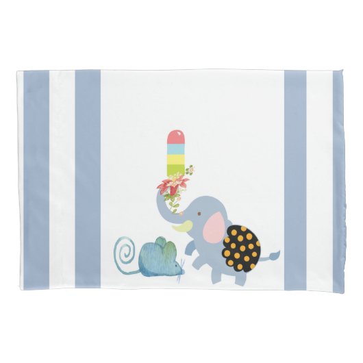 Hoesje met piloot Stripe Blue Elephant Mouse Kussensloop (Voorkant)