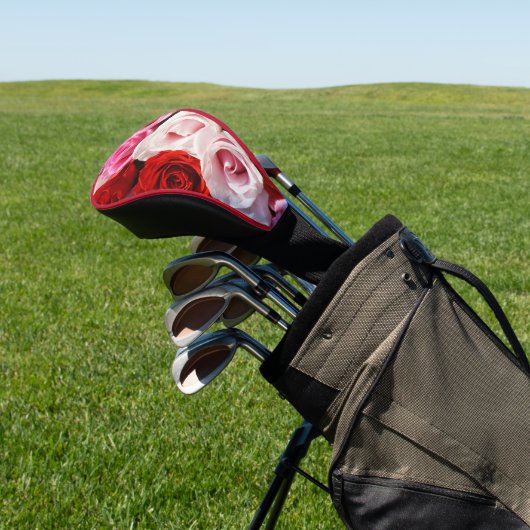 Hoesje met rode rozen Golfkop Golfheadcover (Insitu)