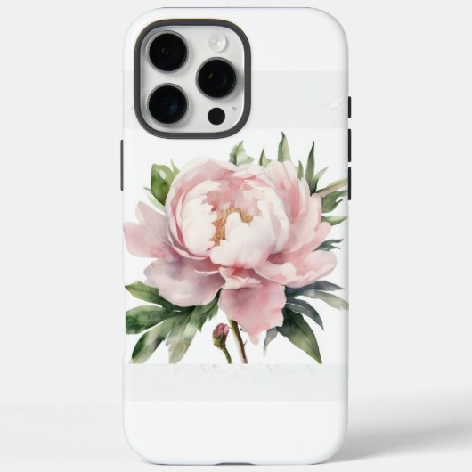 Hoesje met waterverf print van roze pioen (Achterkant)