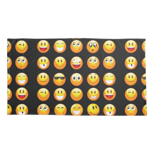 hoesje met zwarte emojis kussen kussensloop (Achterkant)