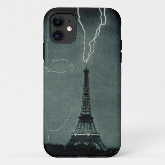 Hoesje met zwarte en witte bliksem Eiffeltower (Achterkant)