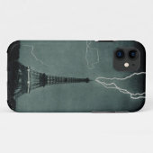 Hoesje met zwarte en witte bliksem Eiffeltower (Achterkant (horizontaal))