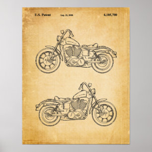Hoesje motorfiets - Oude boekpagina Poster