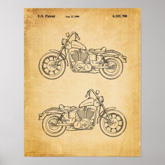 Hoesje motorfiets - Oude boekpagina Poster (Voorkant)