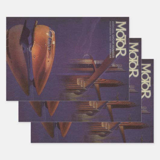  Hoesje motormagazijn, Futuristic City Car Inpakpapier Vel (Set)