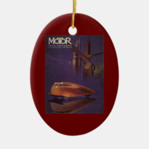 Hoesje motormagazijn, Futuristic City Car Keramisch Ornament