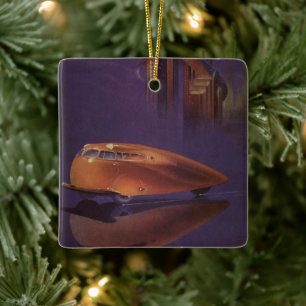 Hoesje motormagazijn, Futuristic City Car Keramisch Ornament