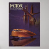  Hoesje motormagazijn, Futuristic City Car Poster (Voorkant)