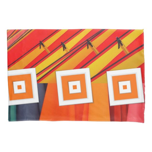 Hoesje Oranje Rood Geel Abstract Kussensloop (Voorkant)