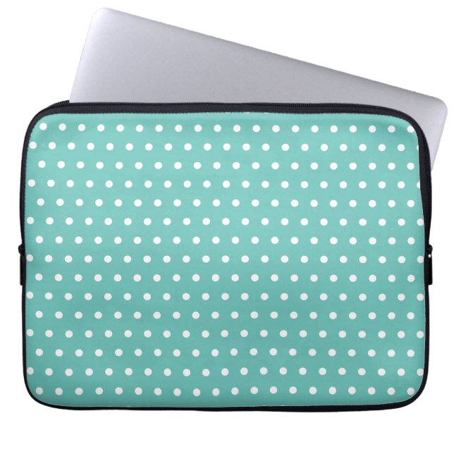 Hoesje Polka Dot-laptop (Aqua & White) Laptop Sleeve (Voorkant)