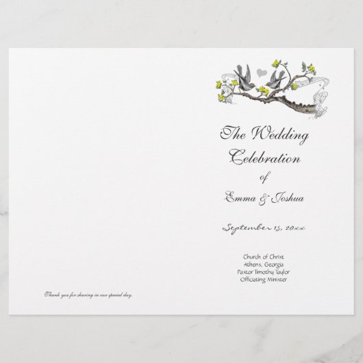 Hoesje programma voor vogelgeel en grijs (Voorkant)