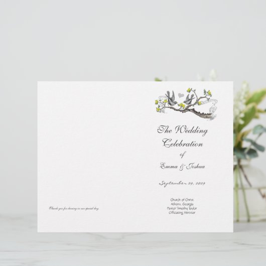 Hoesje programma voor vogelgeel en grijs (Staand voorkant)