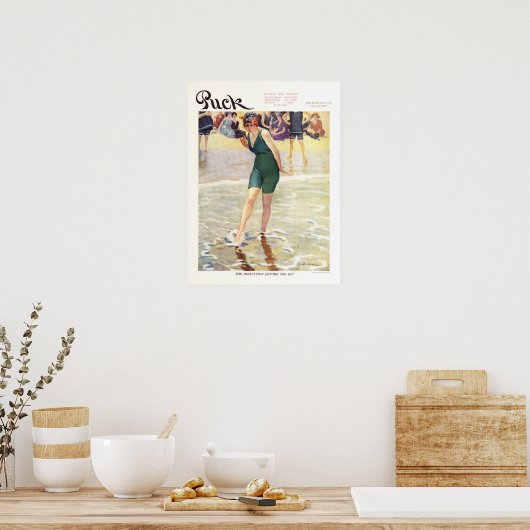 Hoesje Puck Magazine 1915, Beach Poster (Keuken)