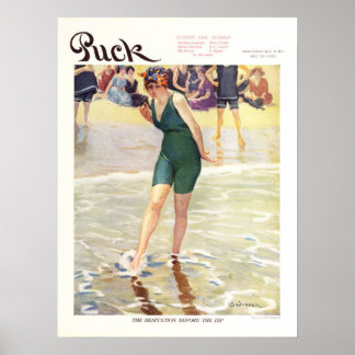 Hoesje Puck Magazine 1915, Beach Poster