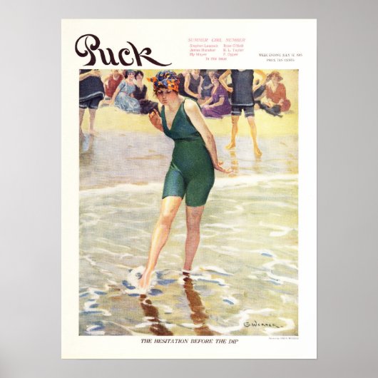  Hoesje Puck Magazine 1915, Beach Poster (Voorkant)