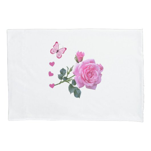 Hoesje roze roze roze vlinderbloemharten kussensloop (Voorkant)
