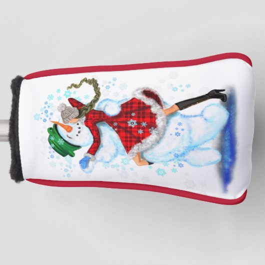 Hoesje Snowman en Girl Dance voor kerstgolfkoppen Golfheadcover (Voorkant)