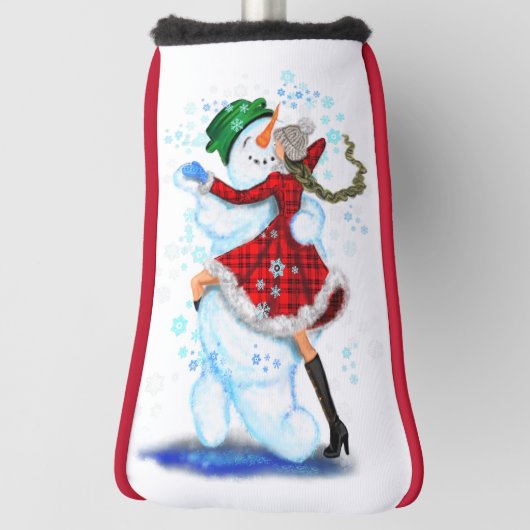 Hoesje Snowman en Girl Dance voor kerstgolfkoppen Golfheadcover (Draai 90)