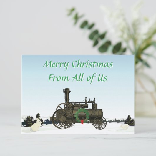 HOESJE STOOMTRACTIE MOTOR BOERDERIJ TREKKER 1889 BEDANKKAART (Staand voorkant)