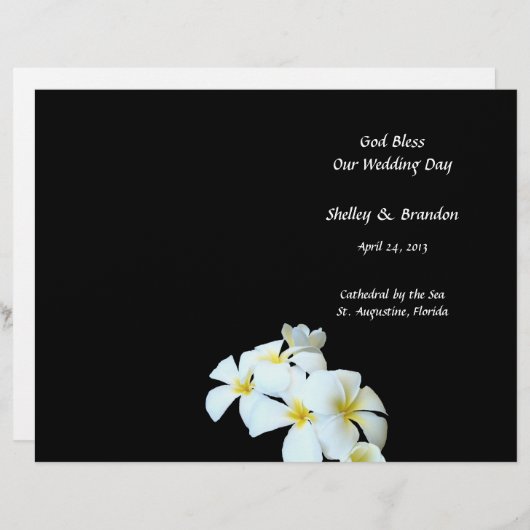 Hoesje Tropical Flowers Black Wedding Program (Voorkant / Achterkant)